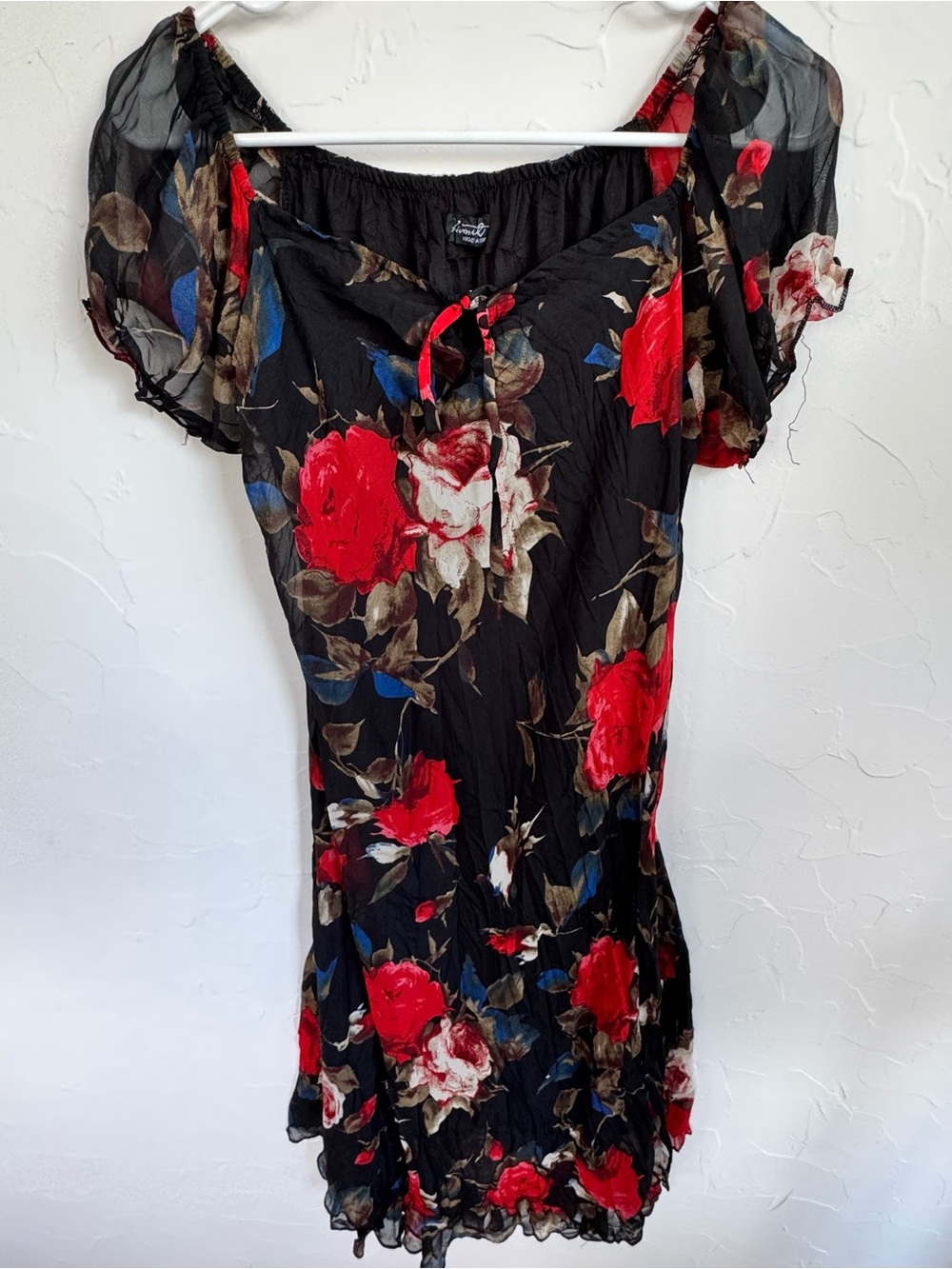 Vintage 90s Sheer Floral Midi Dress Romantic Grunge